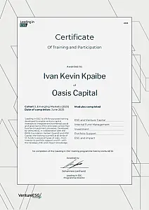 ESG Training for VC/PE Investors in West Africa